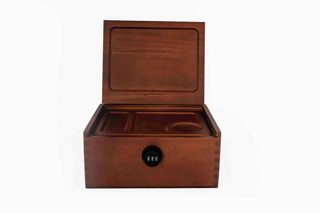 GREEN CROSS Rolling Tray Stash Box Lock Box With Key Wooden Box