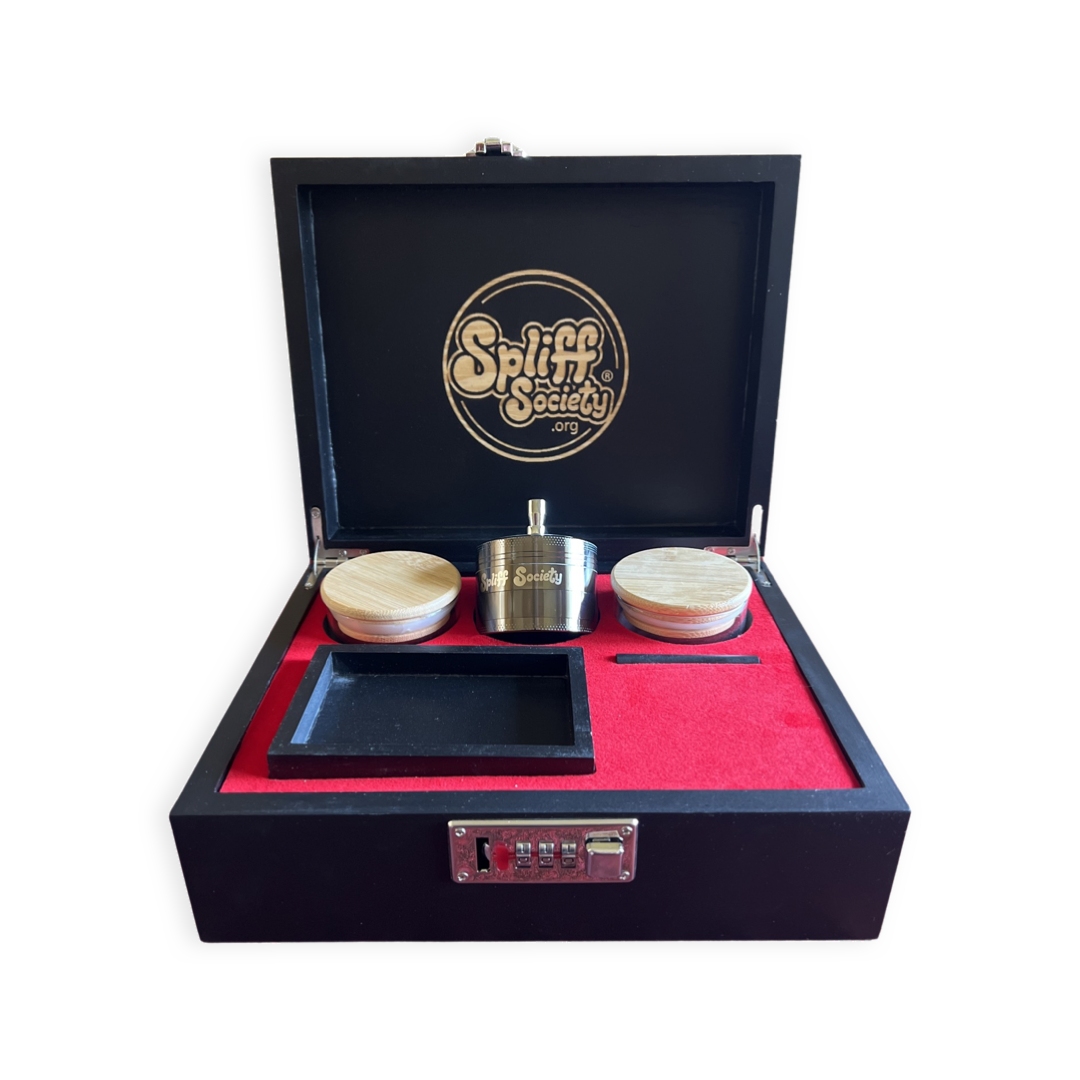 The Black Box • Premium Locking Stash Box • 63mm Grinder & 2 Smellproo –  Spliff Society